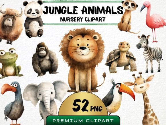 Download Nursery Jungle Animals Clipart Bundle - Anima Collection