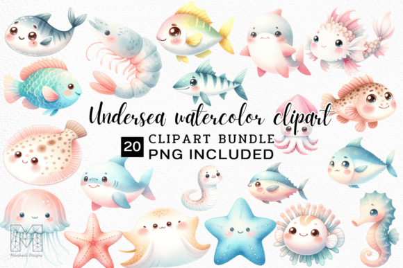 Download Cute Sea Animals Watercolor Clipart - Anima Collection