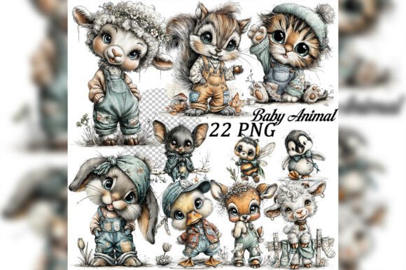 Download Whimsical Baby Animal Clipart Set - Anima Collection