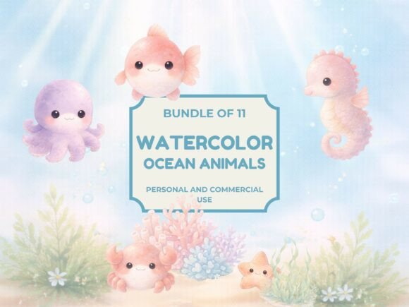 Download Watercolor Ocean Animals PNG - Anima Collection