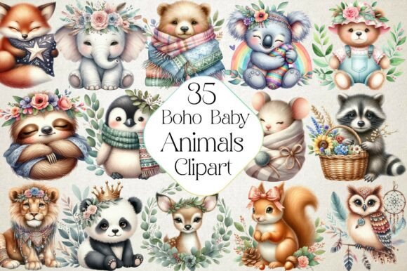 Download Boho Baby Clipart Bundle Boho Animals - Premium Resources