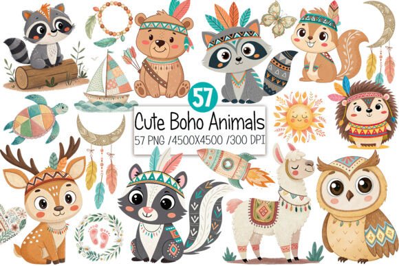 Download Boho Baby Clipart Bundle Boho Animals - Premium Bundle